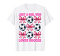 Just Who Loves Soccer Coquette Bow T-Shirt - Unique Graphic for Adults
