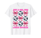 Just Who Loves Soccer Coquette Bow T-Shirt - Unique Graphic for Adults