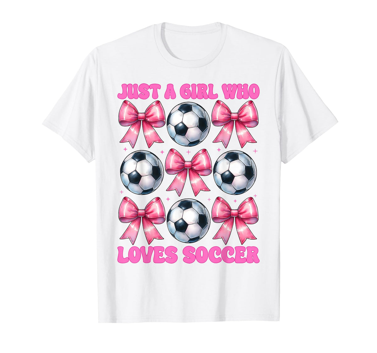 Just Who Loves Soccer Coquette Bow T-Shirt - Unique Graphic for Adults