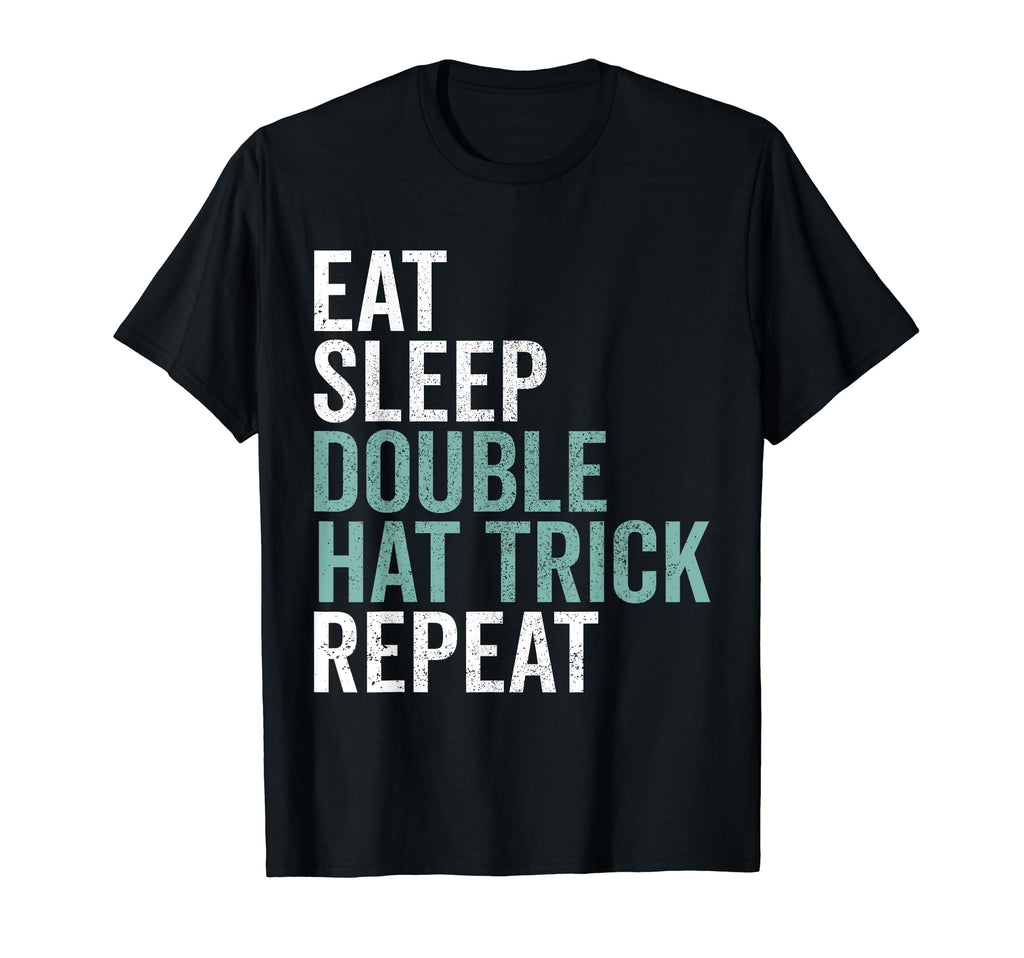 Eat Sleep Hat Trick Repeat Ice Hockey Puck T-Shirt - Unique Graphic Unisex