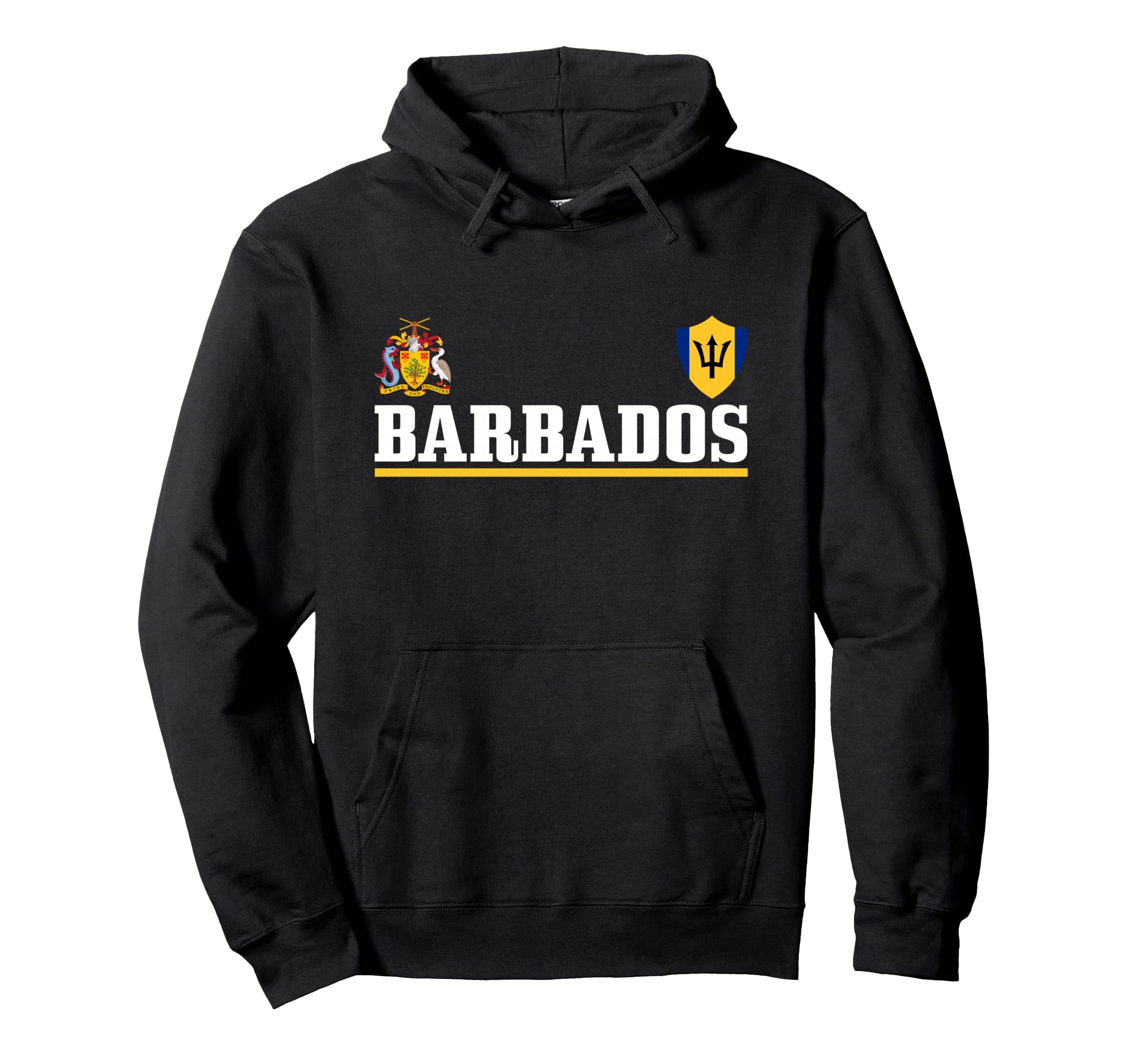 Barbados Heart Pride Soccer Sports Fan Hoodie - Novelty Apparel for Adults