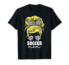 Proud Soccer Mom Mama Blond Messy Bun T-Shirt - Minimalist Print Men Women