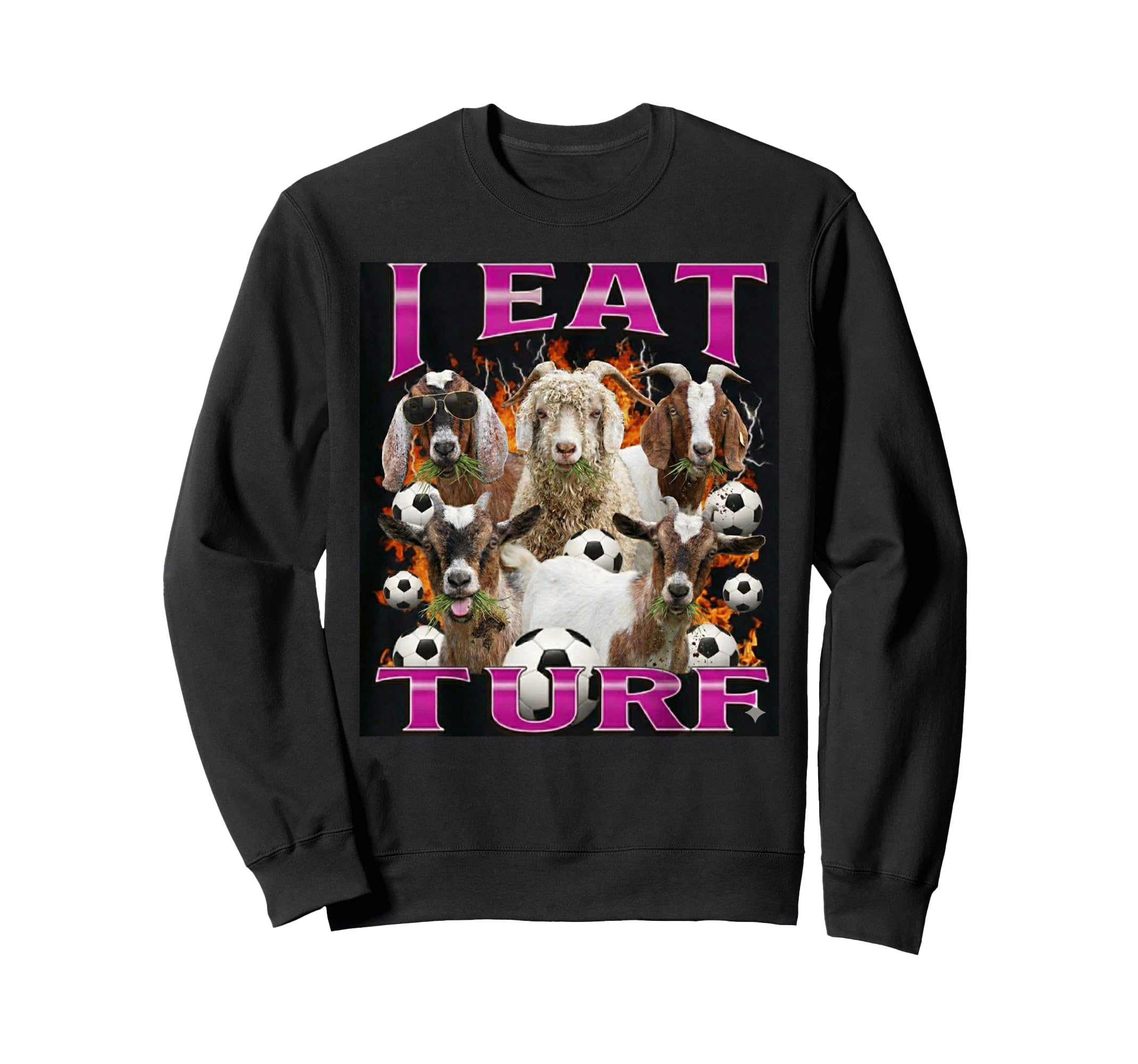 I Eat Turf Funny Goat Bootleg 90S Sweatshirt - Novelty Apparel for Adults