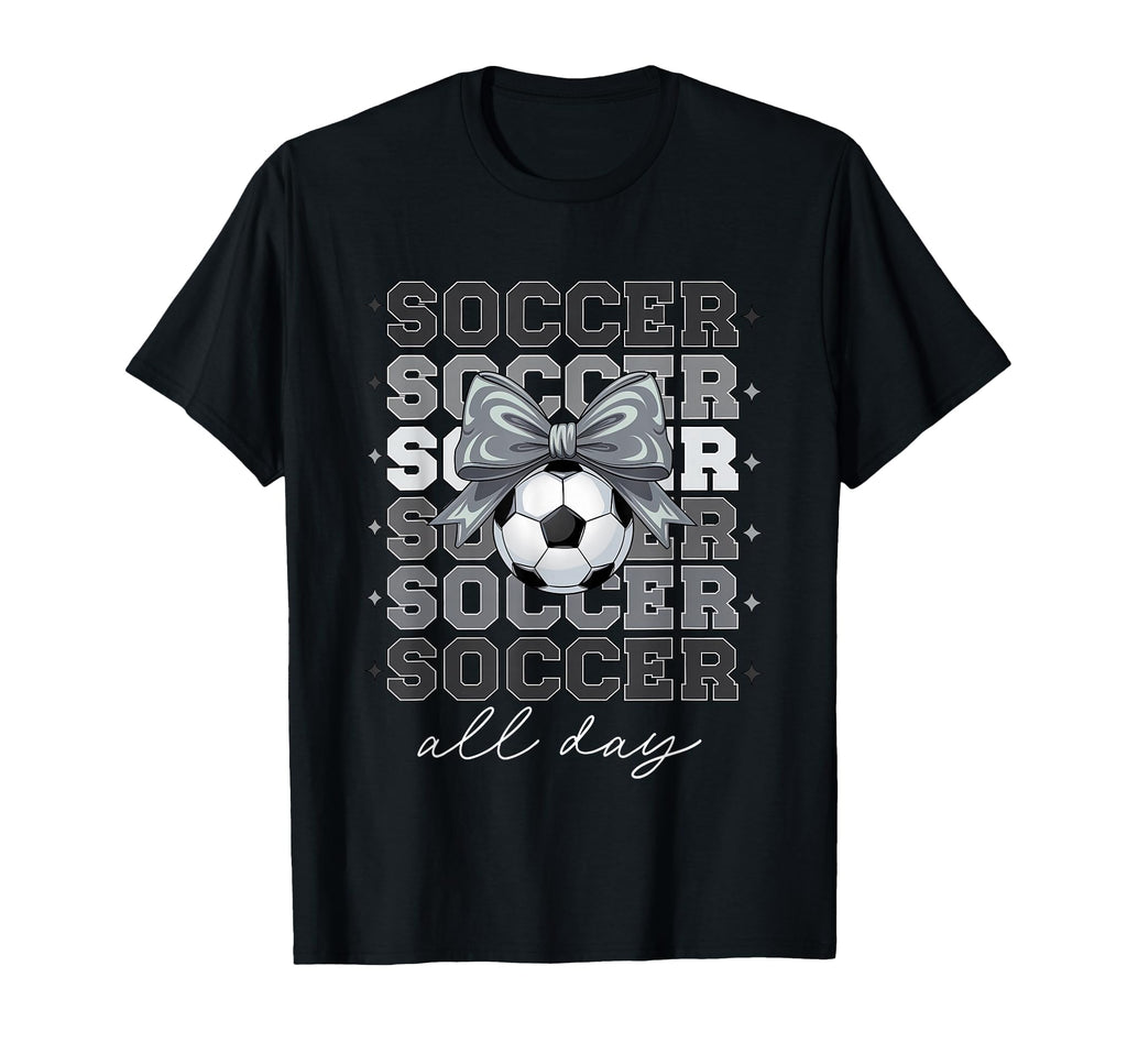 Groovy Soccer Coquette Bow Soccer T-Shirt - Aesthetic Graphic for Adults