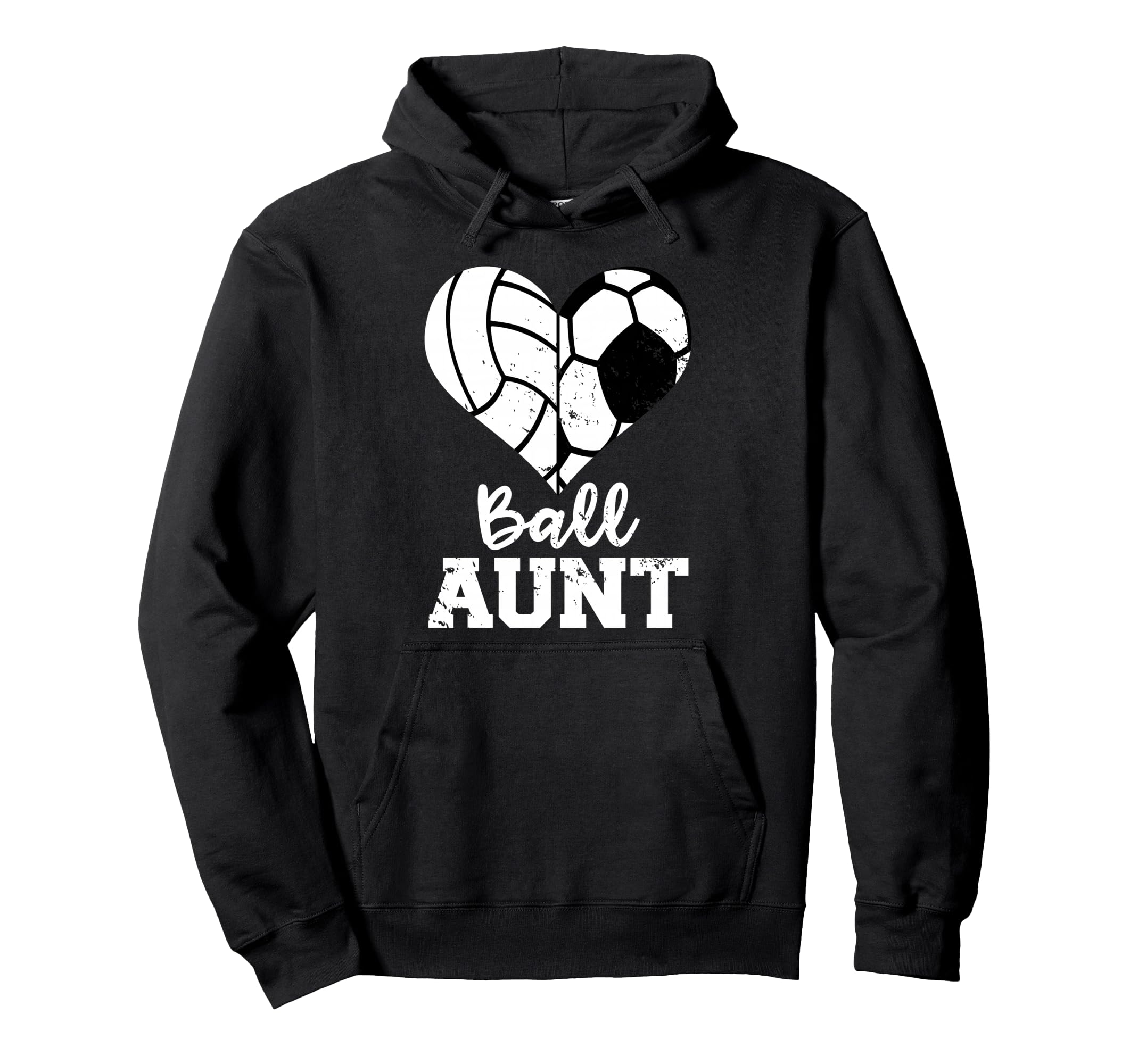 Ball Aunt Heart Funny Soccer Volleyball Aunt Hoodie - Graphic Print Unisex