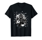 Gorilla Playing Soccer Sports Team Animal T-Shirt - Novelty Apparel Unisex