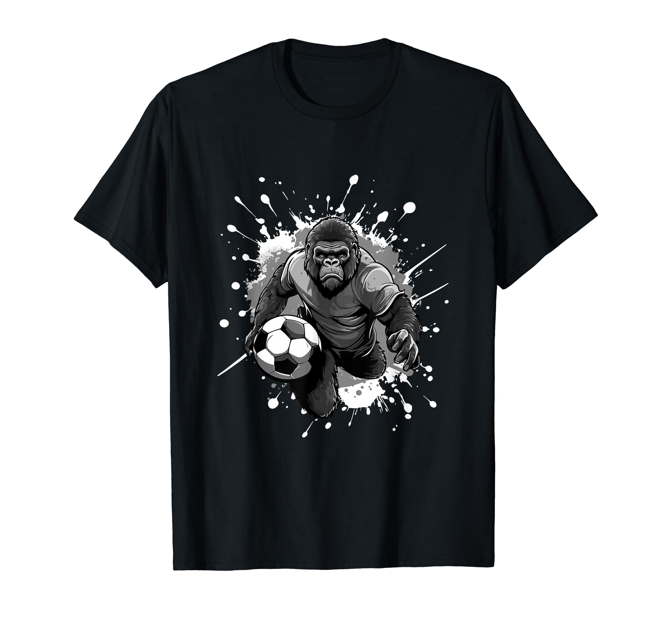 Gorilla Playing Soccer Sports Team Animal T-Shirt - Novelty Apparel Unisex