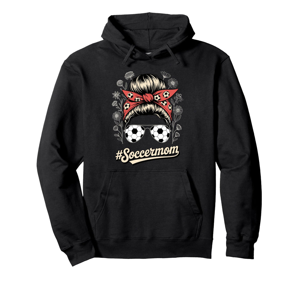 Messy Bun Soccer Mom Sunglasses Floral Hoodie - Fun Novelty Design Unisex