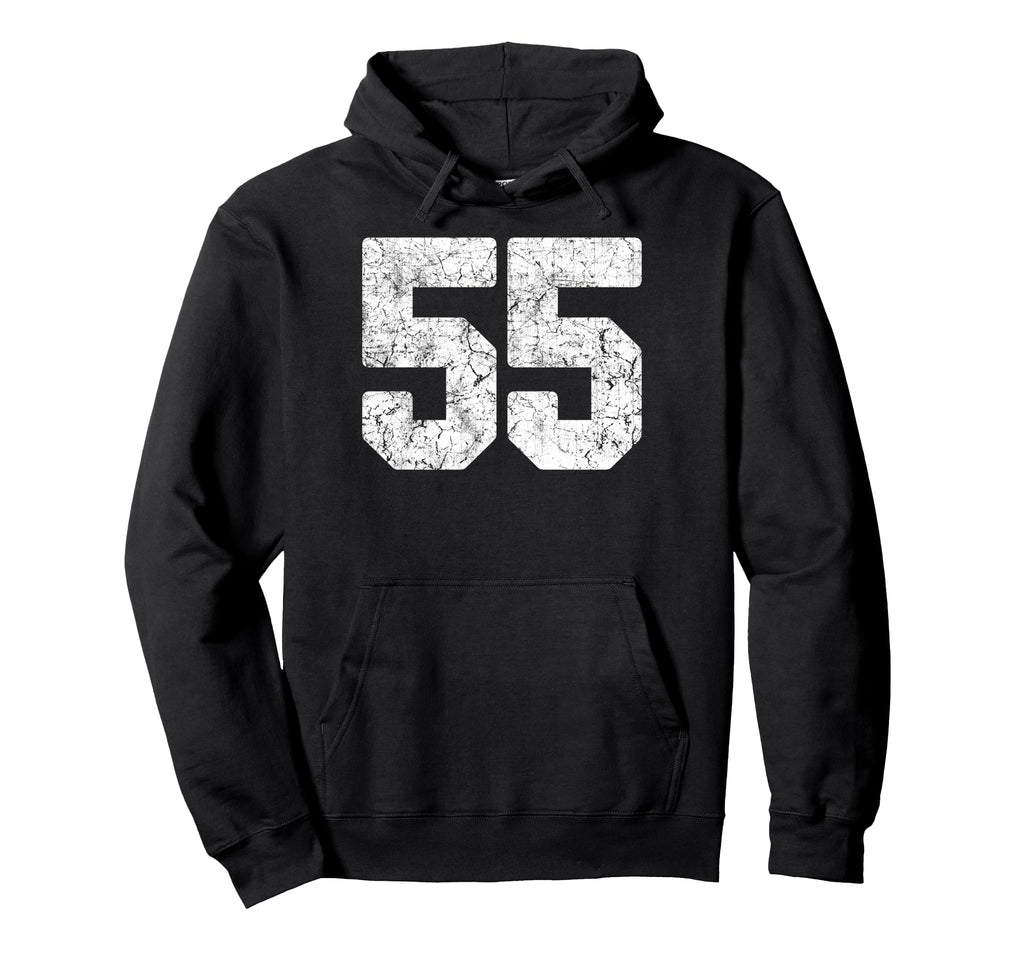 Distressed White Number 55 Jersey Player Hoodie - Custom Art Print Unisex