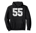Distressed White Number 55 Jersey Player Hoodie - Custom Art Print Unisex