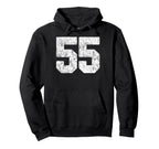 Distressed White Number 55 Jersey Player Hoodie - Custom Art Print Unisex