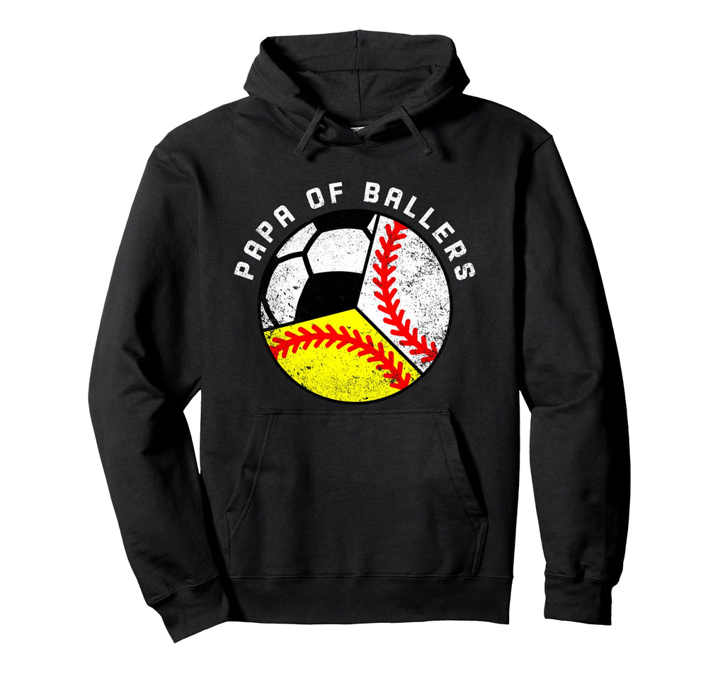 Papa Ballers Funny Baseball Softball Hoodie - Trendy Graphic Men Women