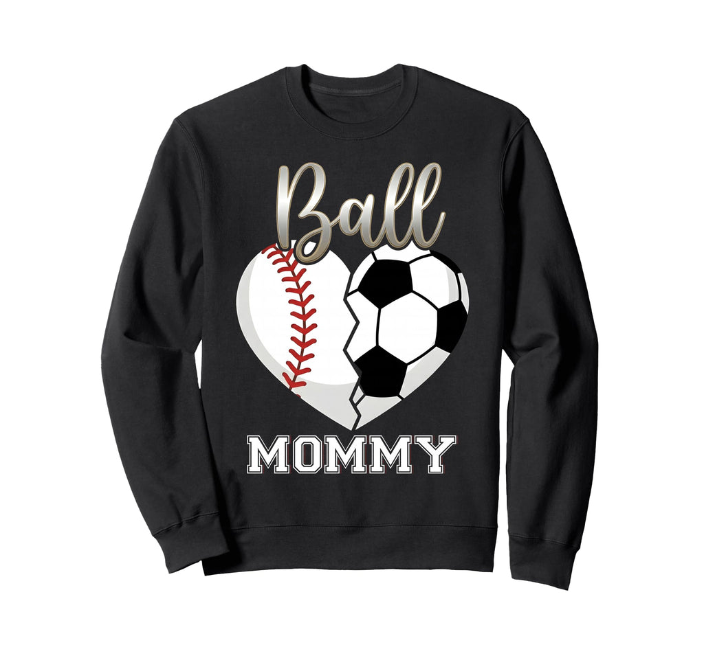 Ball Mommy Baseball Soccer Heart Sweatshirt - Unique Graphic for Adults