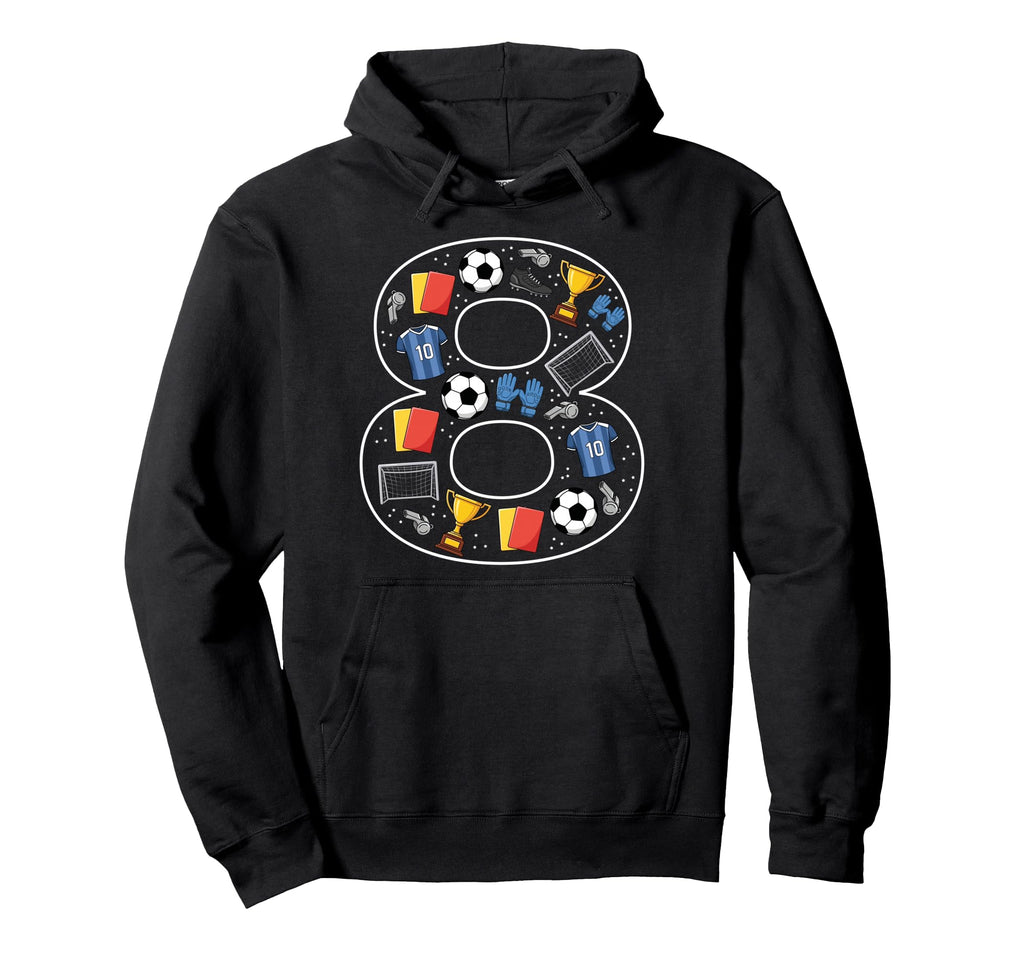 8Th Birthday 8 Year Old Football Soccer Hoodie - Graphic Print for Adults