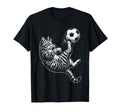 Funny Soccer Cat Kicking Ball T-Shirt - Fun Novelty Design Men Women