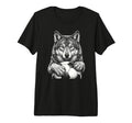 Black White Wolf Holding Ball Nature T-Shirt - Minimalist Print Men Women
