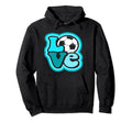 Soccer Love Teen Turquoise Blue Hoodie - Novelty Apparel for Adults