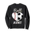 Ball Aunt Baseball Soccer Heart Sweatshirt - Minimalist Print for Adults