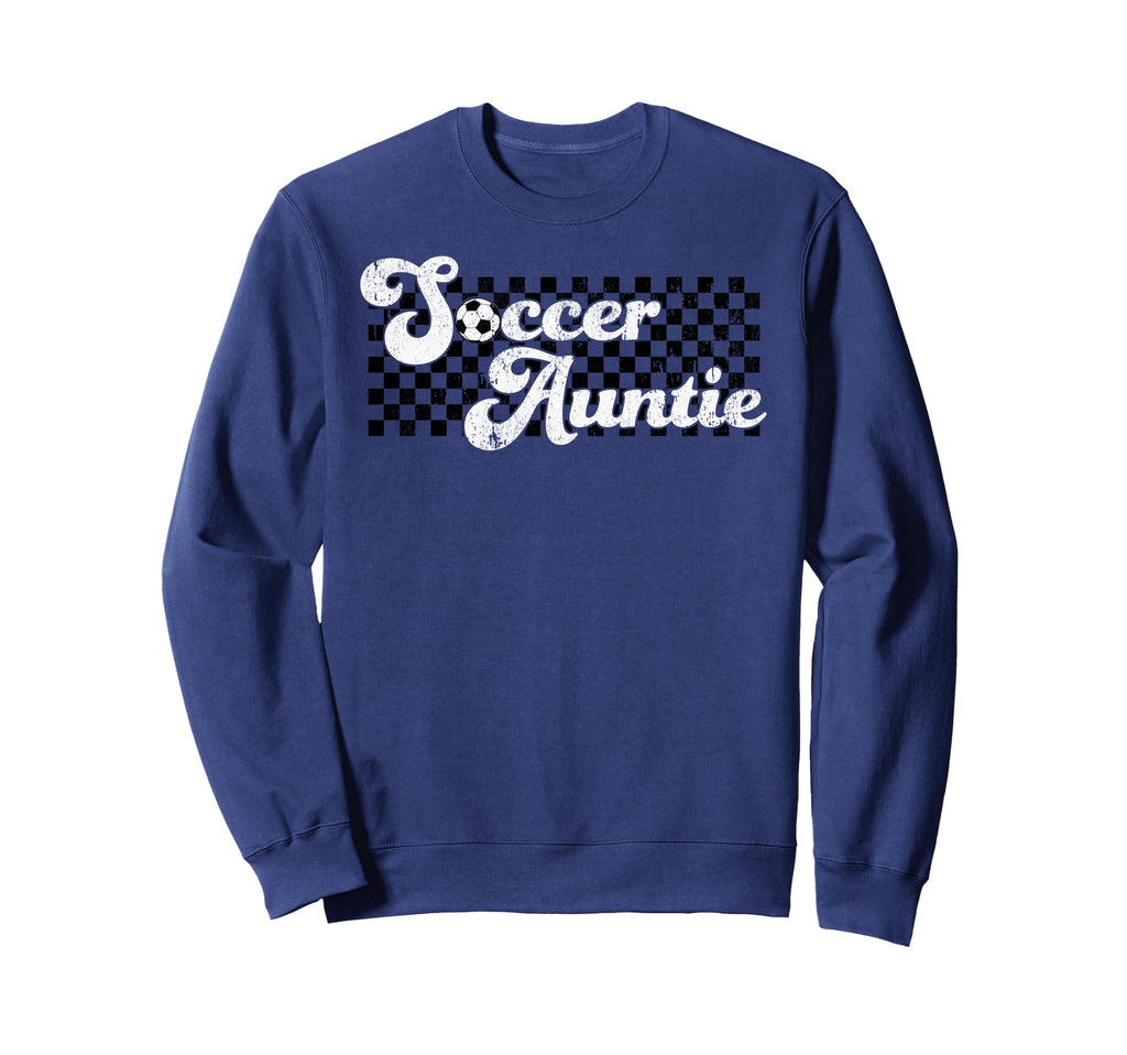 Soccer Auntie Soccer Aunt Checkered Sweatshirt - Custom Art Print Unisex