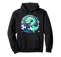 Soccer Player T Rex Dinosaur Kicking Ball Hoodie - Unique Graphic Men Women