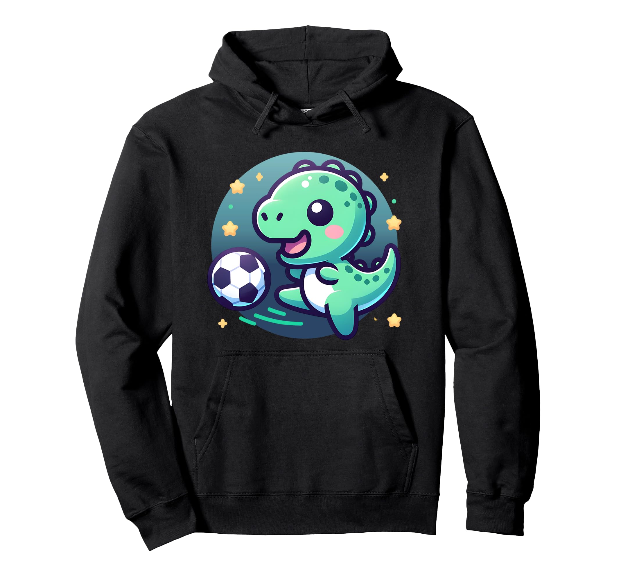 T Rex Dinosaur Soccer Player Kicking Hoodie - Fun Novelty Design Unisex