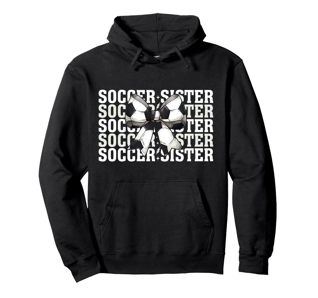 Soccer Sister Soccer Sis Coquette Bow Hoodie - Minimalist Print for Adults