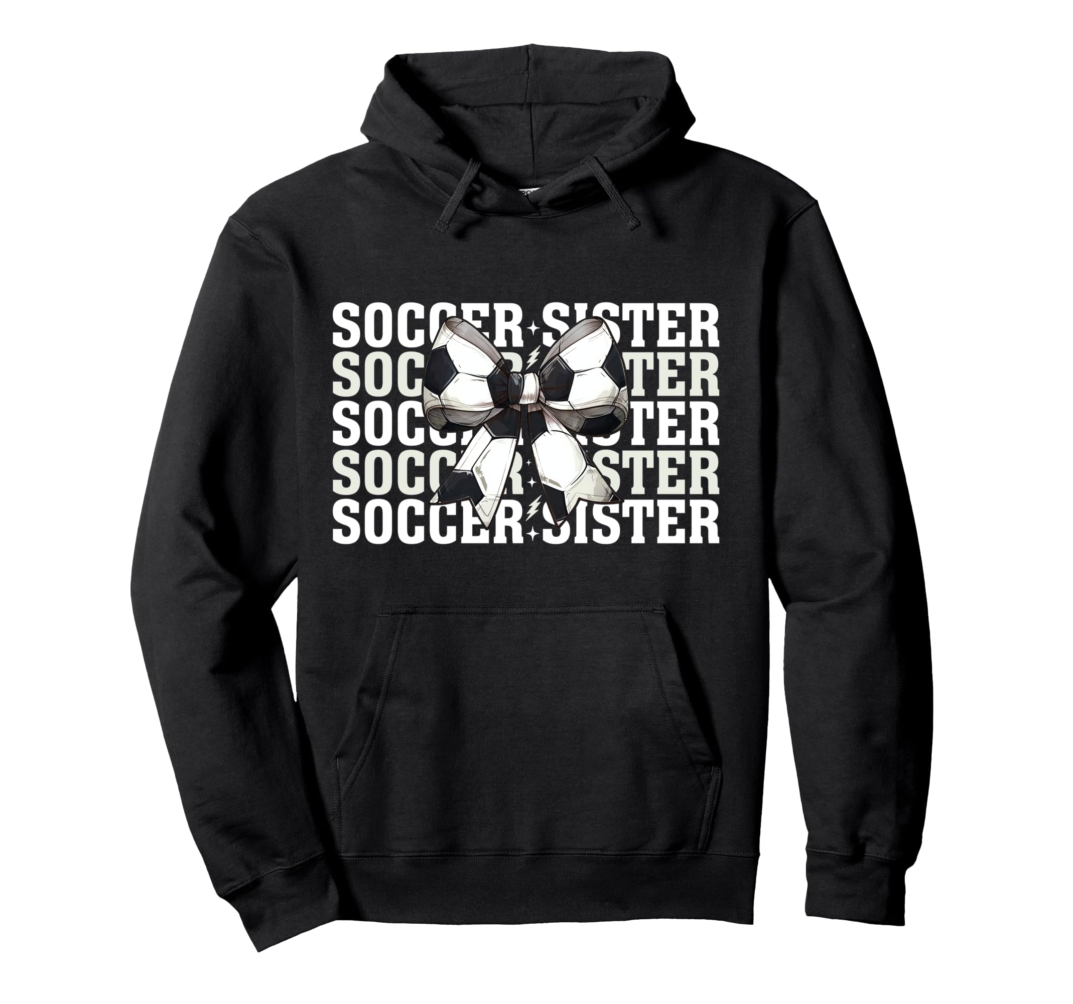 Soccer Sister Soccer Sis Coquette Bow Hoodie - Minimalist Print for Adults