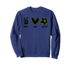 Soccer Peace Love Football Sports Sweatshirt - Unique Graphic for Adults