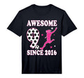 Awesome 9 Since 2016 Birthday Soccer 9 Year T-Shirt - Graphic Print Unisex