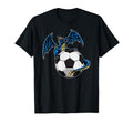 Soccer Dragon Sitting Soccer Ball T-Shirt - Custom Art Print Unisex