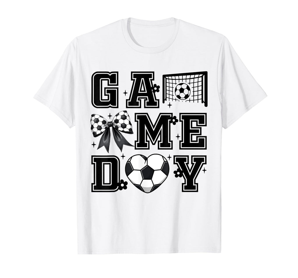 Soccer Game Day Coquette Bow Funny T-Shirt - Aesthetic Graphic Men Women