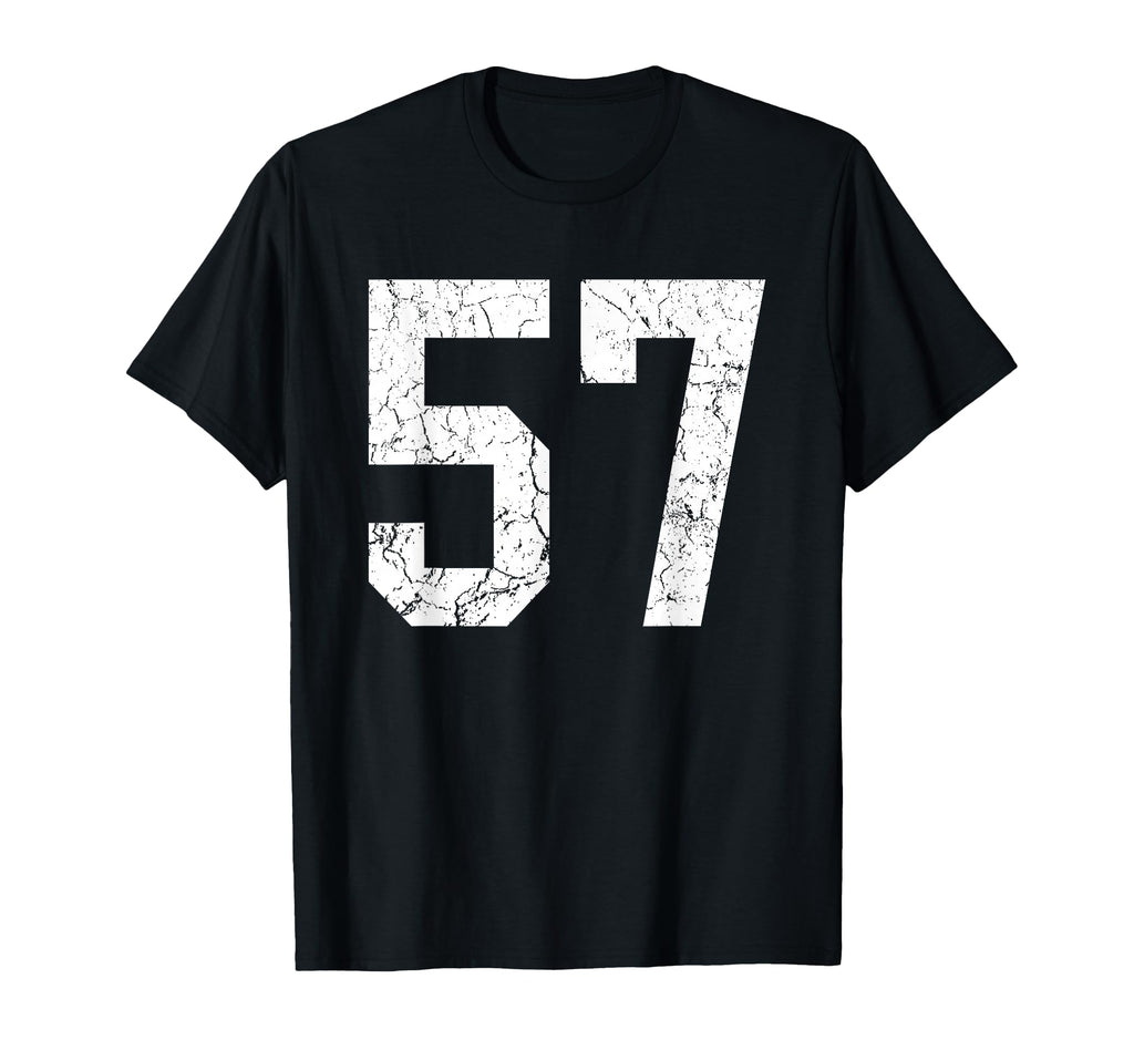 Grunge White Number 57 Jersey Uniform T-Shirt - Graphic Print Men Women