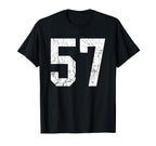 Grunge White Number 57 Jersey Uniform T-Shirt - Graphic Print Men Women