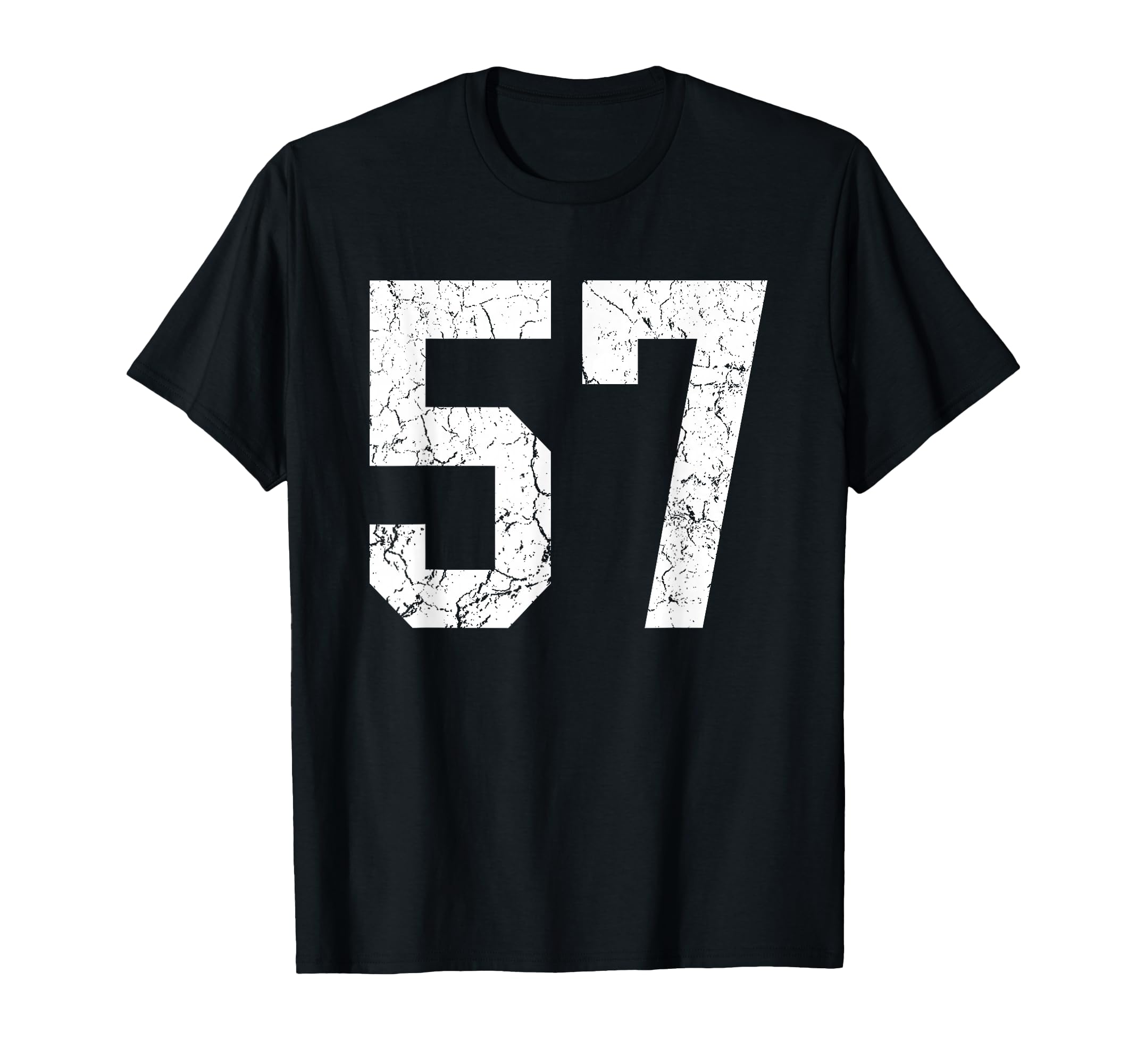 Grunge White Number 57 Jersey Uniform T-Shirt - Graphic Print Men Women