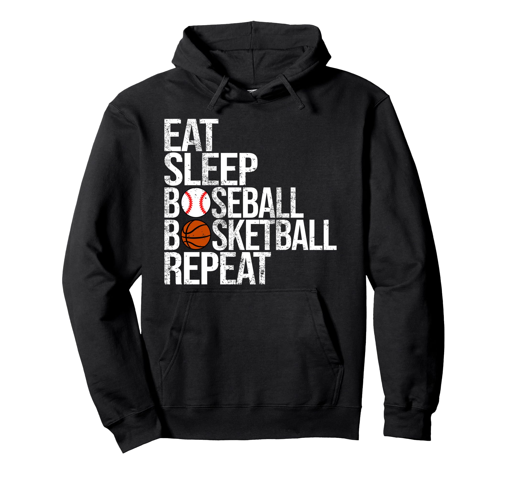 Eat Sleep Baseball Basketball Repeat Funny Hoodie - Novelty Apparel Unisex