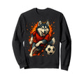 Husky Dog Playing Soccer Sports Sweatshirt - Fun Novelty Design for Adults