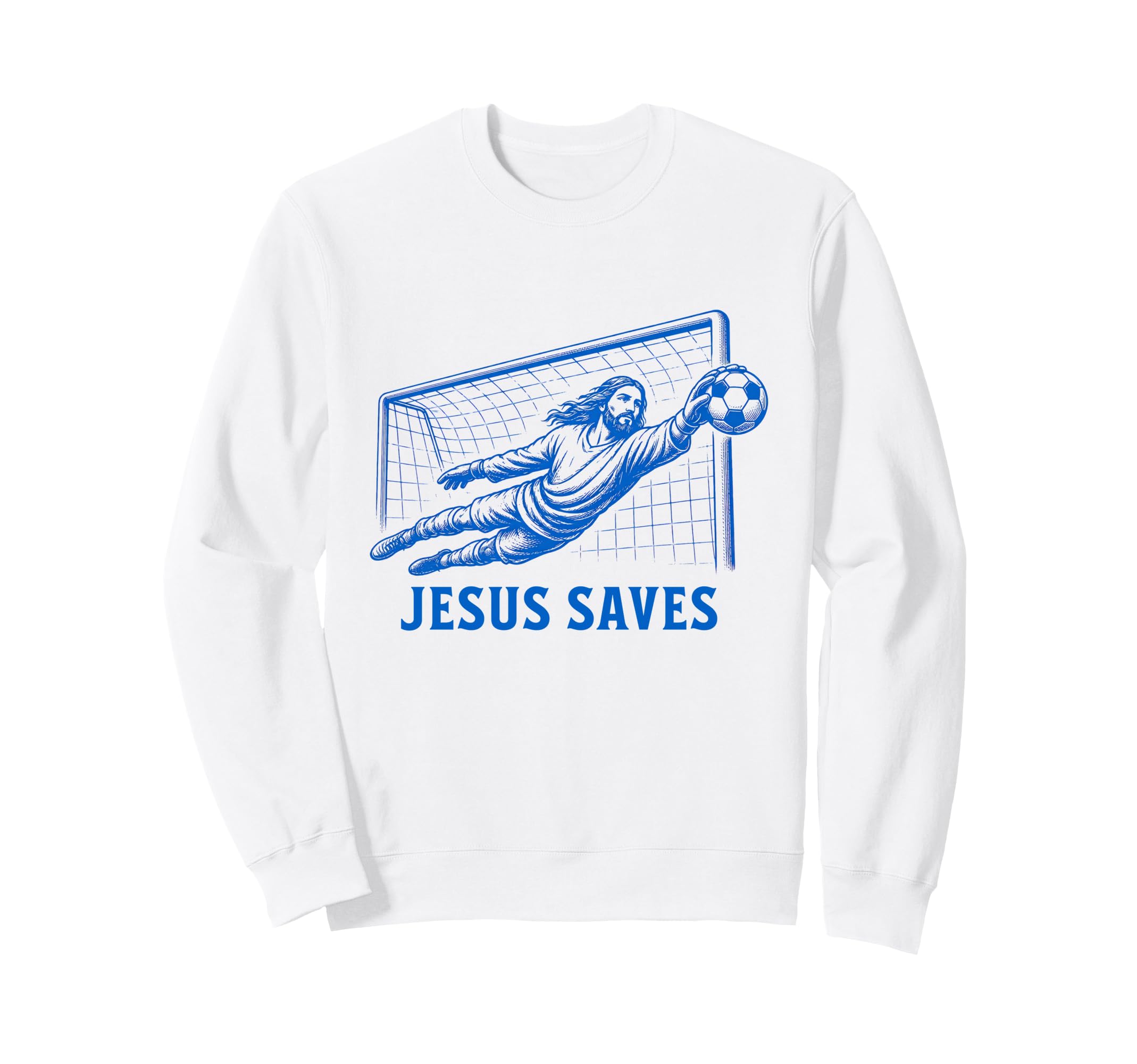 Funny Jesus Saves Soccer Goal Sweatshirt - Trendy Graphic for Adults