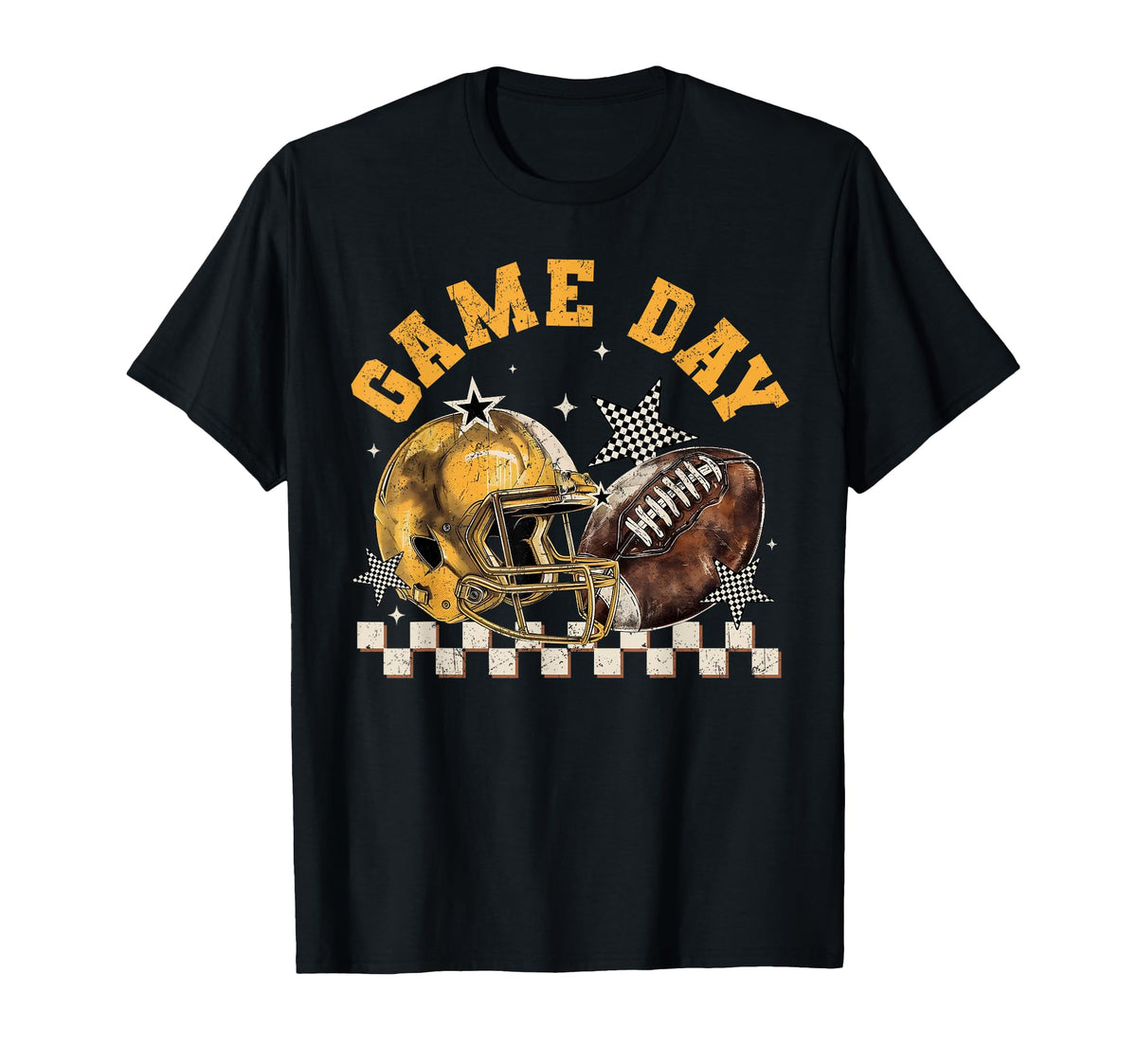 Checkered Yellow Game Day 2025 T-Shirt - Custom Art Print for Adults
