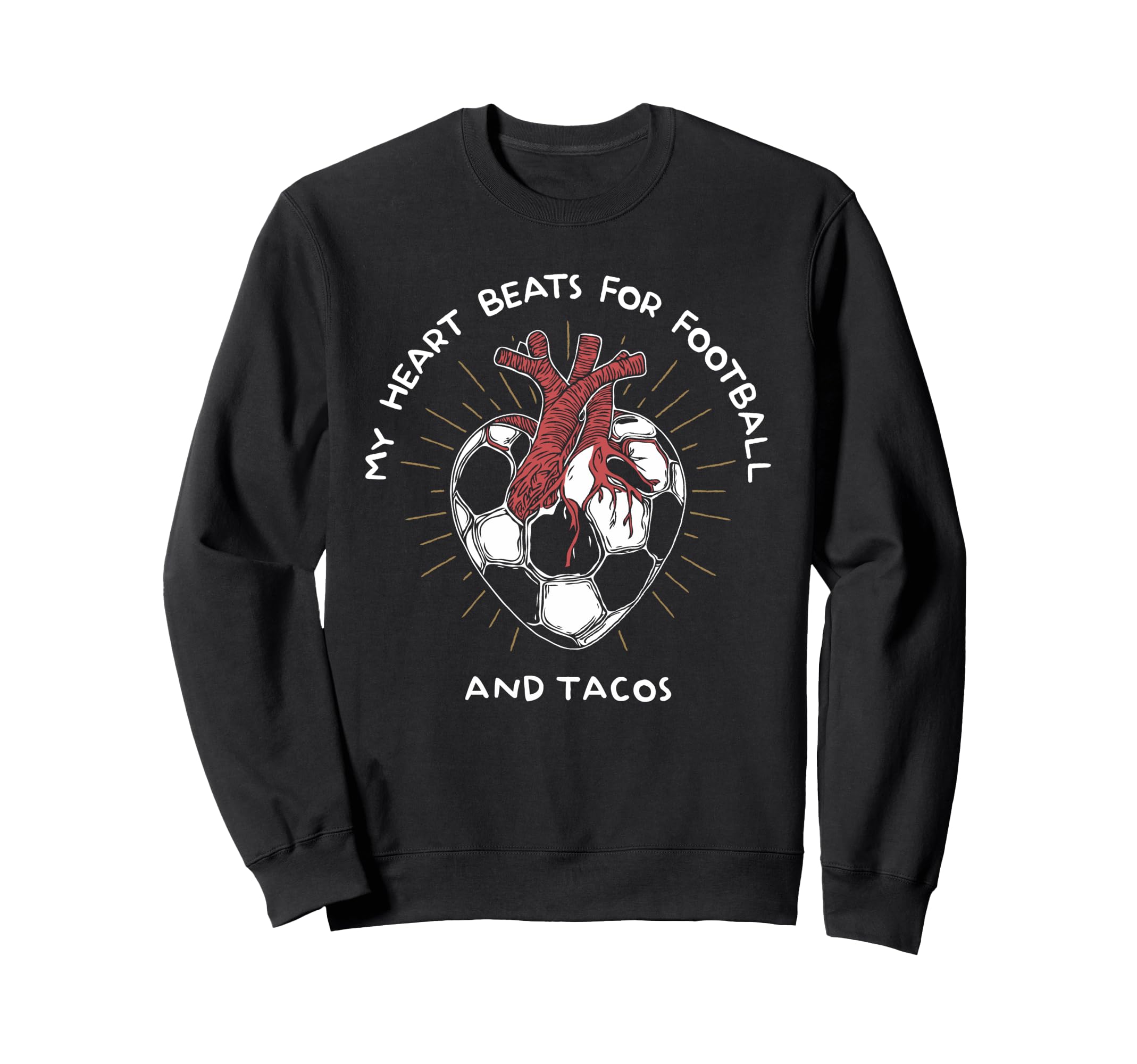 My Heart Beats Football And Tacos Sweatshirt - Minimalist Print Unisex