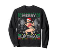 Merry Liftmas Ugly Miss Santa Gym Sweatshirt - Graphic Print for Adults