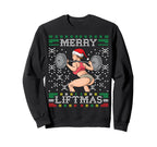 Merry Liftmas Ugly Miss Santa Gym Sweatshirt - Graphic Print for Adults