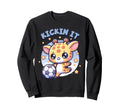 Kickin It Soccer Player Giraffe Ball Sweatshirt - Unique Graphic Unisex