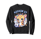 Kickin It Soccer Player Giraffe Ball Sweatshirt - Unique Graphic Unisex