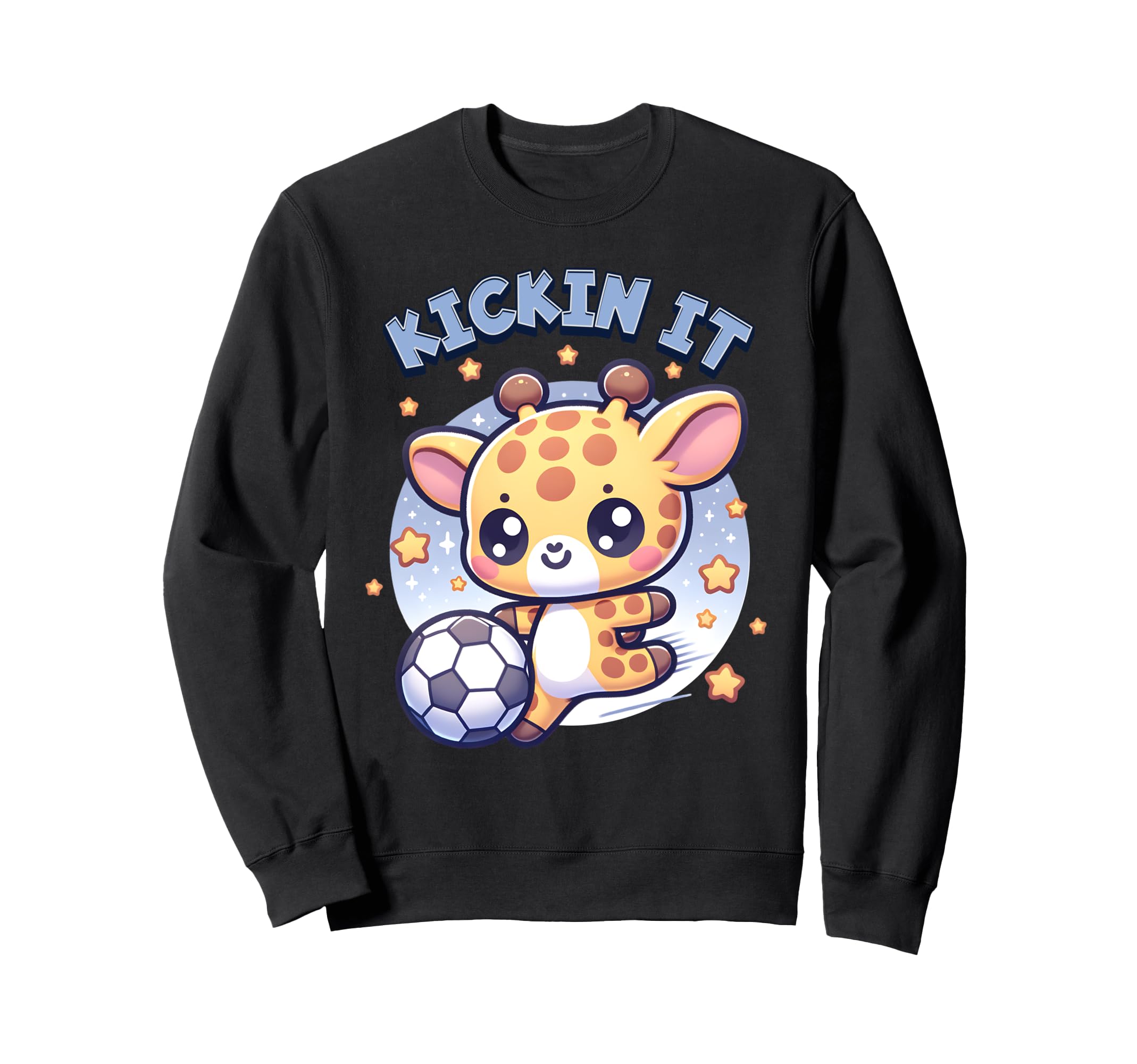 Kickin It Soccer Player Giraffe Ball Sweatshirt - Unique Graphic Unisex