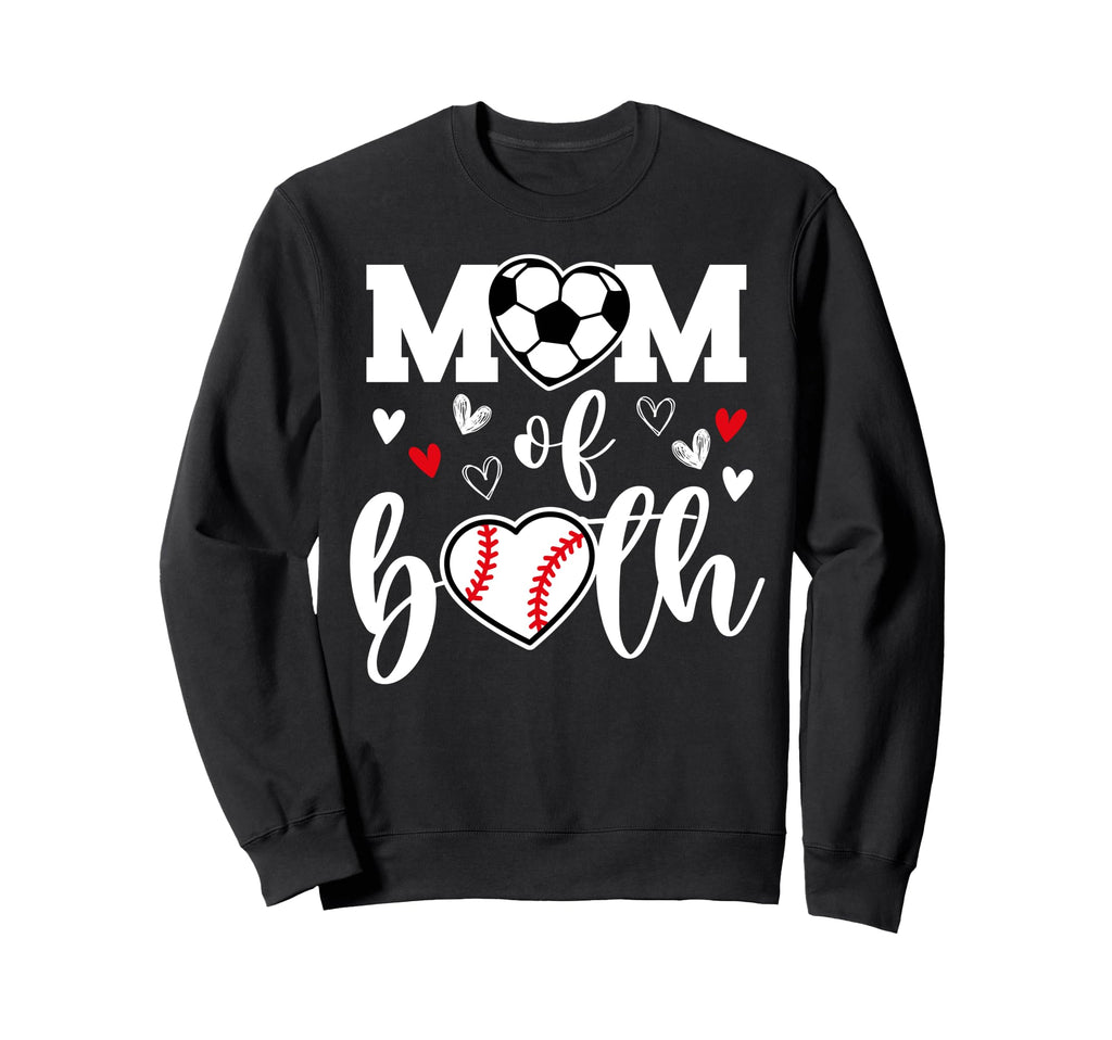 Mom Both Heart Soccer Baseball Sports Sweatshirt - Minimalist Print Unisex