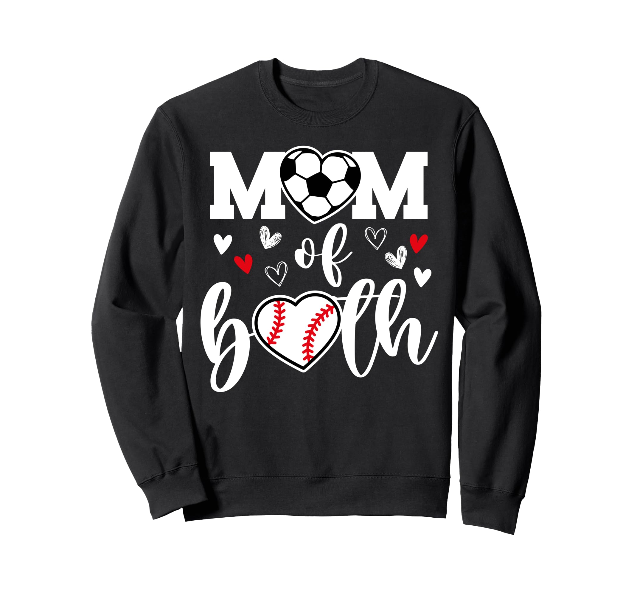 Mom Both Heart Soccer Baseball Sports Sweatshirt - Minimalist Print Unisex