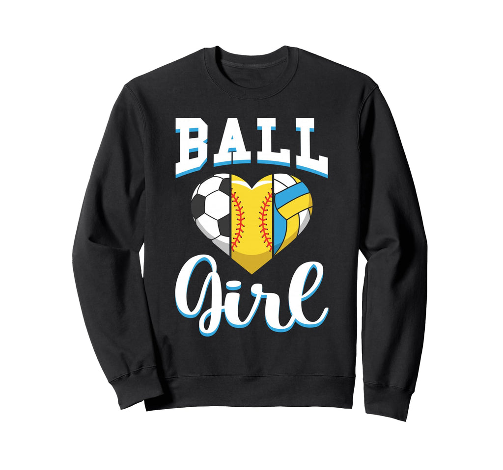 Ball Sports Heart Soccer Softball Sweatshirt - Graphic Print for Adults
