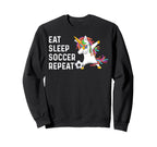 Eat Sleep Soccer Repeat Funny Sweatshirt - Unique Graphic Men Women
