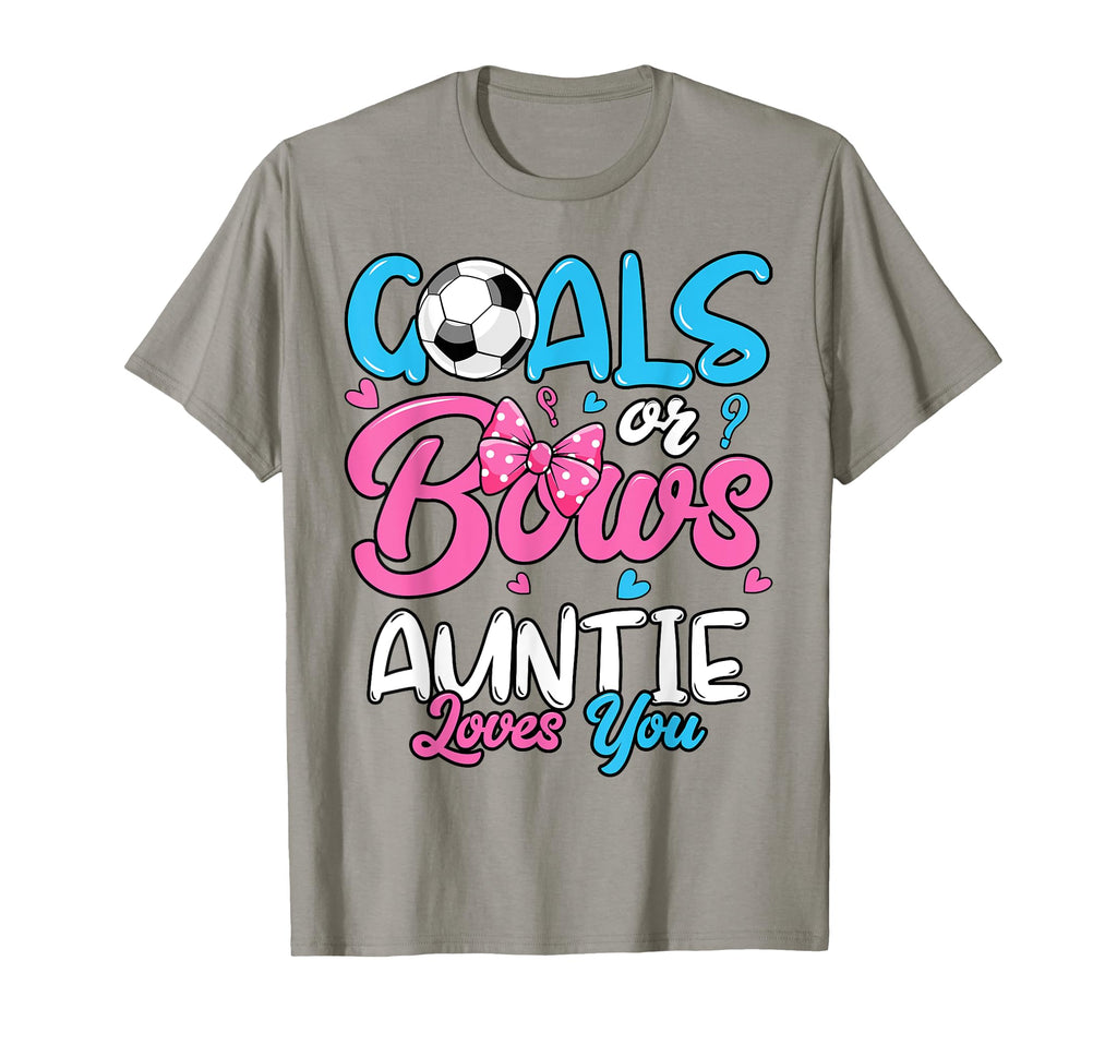 Gender Reveal Goals Or Bows Auntie Loves T-Shirt - Custom Art Print Unisex