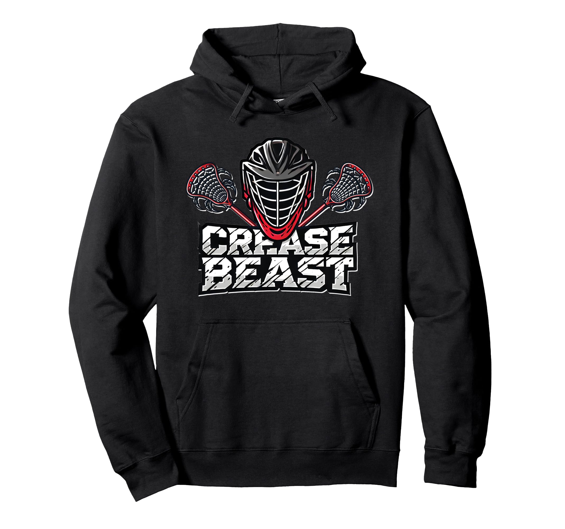 Lacrosse Goalie Crease Beast Funny Lax Player Hoodie - Graphic Print Unisex